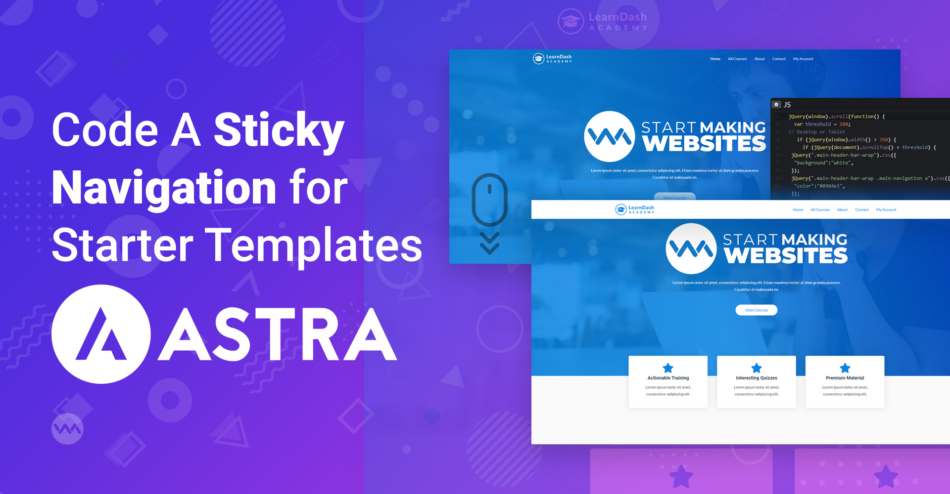 How to Create a Sticky Navigation for Astra Starter Templates (with the